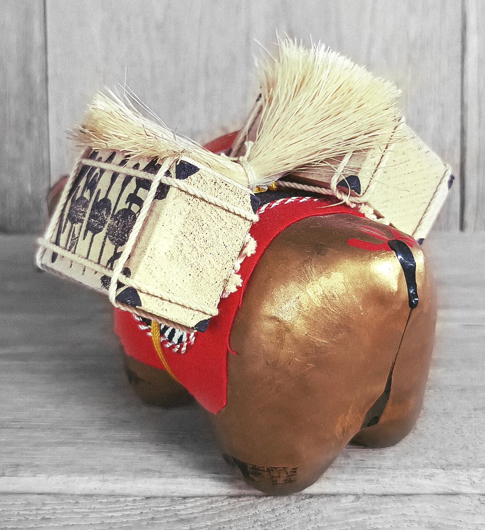 Akabeko, Cow of Aizu, Ox Nodding Doll, Japanese Traditional Toy, Paper ...