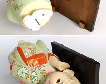博多人形、日本の伝統的な陶器のヴィンテージ人形、日本の工芸品、着物