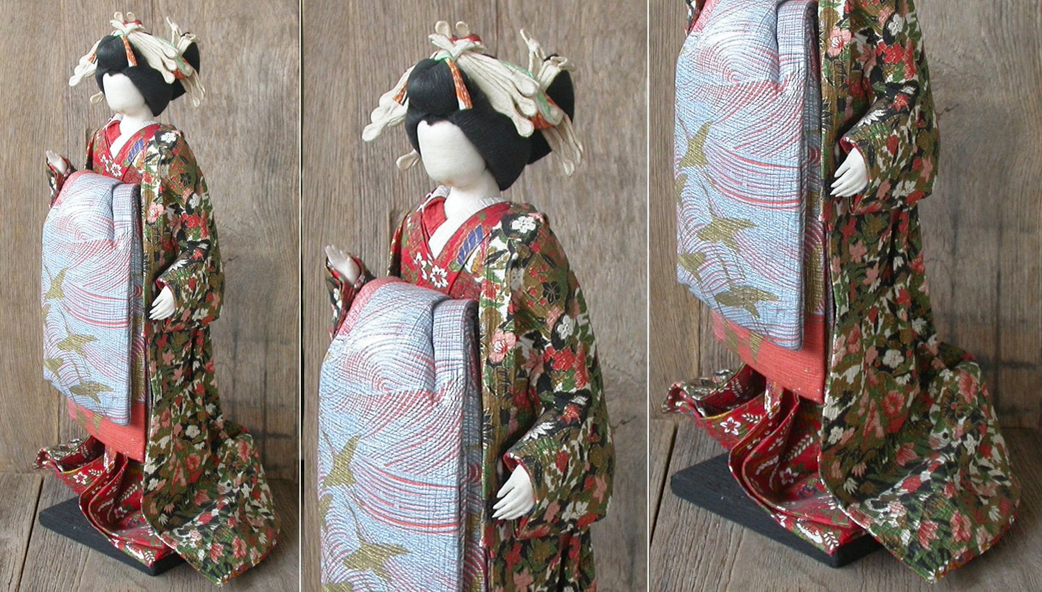 希少!!和紙アート、和紙人形の芸術、和紙人形、芸者人形、冬用着物