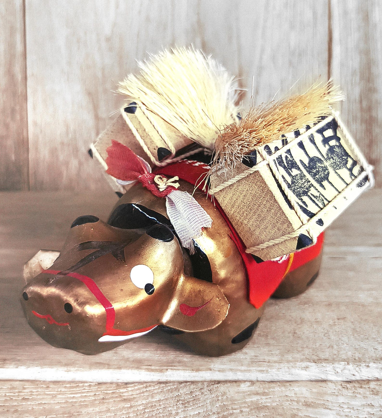 Akabeko, Cow of Aizu, Ox Nodding Doll, Japanese Traditional Toy, Paper ...