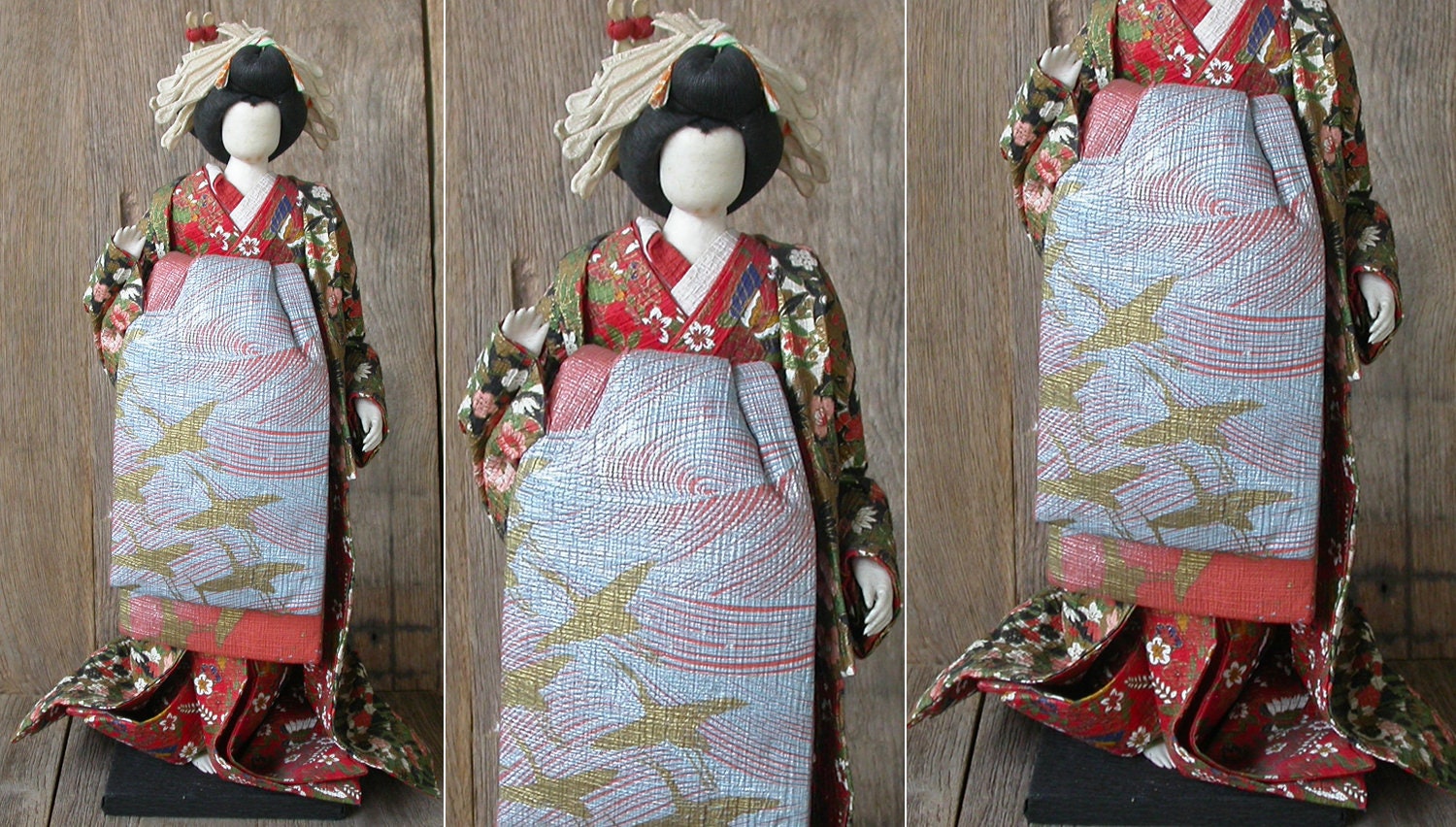 希少!!和紙アート、和紙人形の芸術、和紙人形、芸者人形、冬用着物