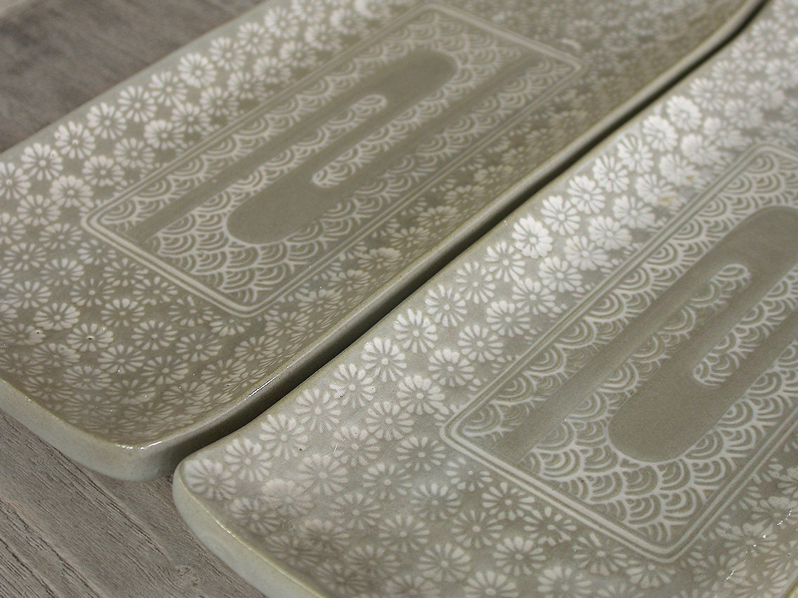 Japanese Ceramics Plate Set of 2 Rectangle Plates Serving Etsy