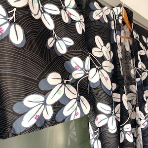 Vintage Japanese Yukata, Summer Robe, Japanese Kimono, Hagi&#39;s motif Pattern or Peas is A popular Autumnal Symbol, Long Yukata Kimono