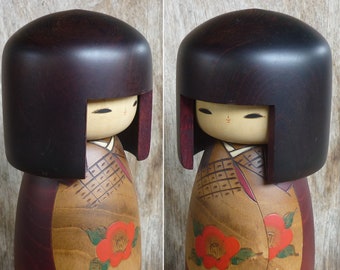 こけし人形、日本の木製人形、ヴィンテージ木製人形、幸せの人形