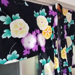Vintage Japanese Yukata, Summer Robe, Japanese Kimono, Yukata, Kimono, Floral Print, Asagao, Japanese Morning Glories, Long Yukata,