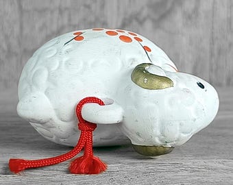 Hitsuji Dorei, Sheep Ceramic Bell, Japanese Vintage Bell