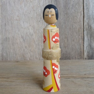 こけし人形、日本の木製人形、ヴィンテージ木製人形、幸せの人形