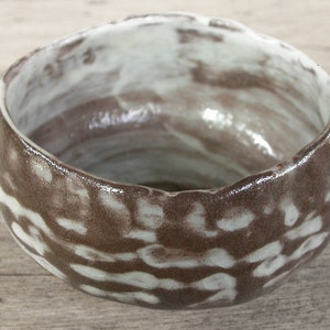 Japanese Vintage, Ceramic Bowl, Handmade Cup, Brown and White Cup, Made from Terracotta, Serving Cup, Japanese Pottery, Made In Japan.