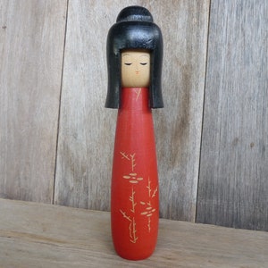 Kokeshi Doll, Japanese Wooden Doll, Small Size 8&quot; Inches of Vintage Doll, Friendly Heart, Japanese Vintage, Vintage Decor, Made in Japan