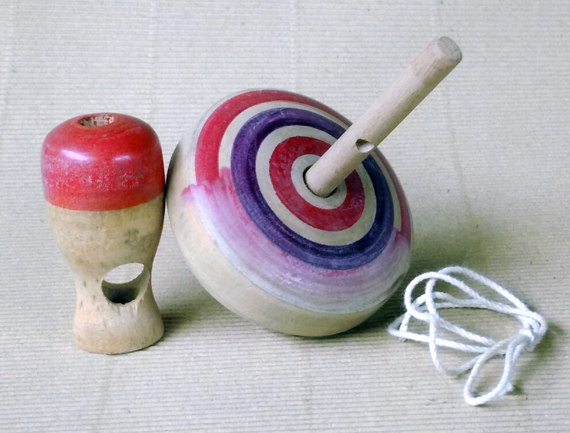 Spinning Tops Old Japanese Wooden Toy Koma Wooden Top Etsy