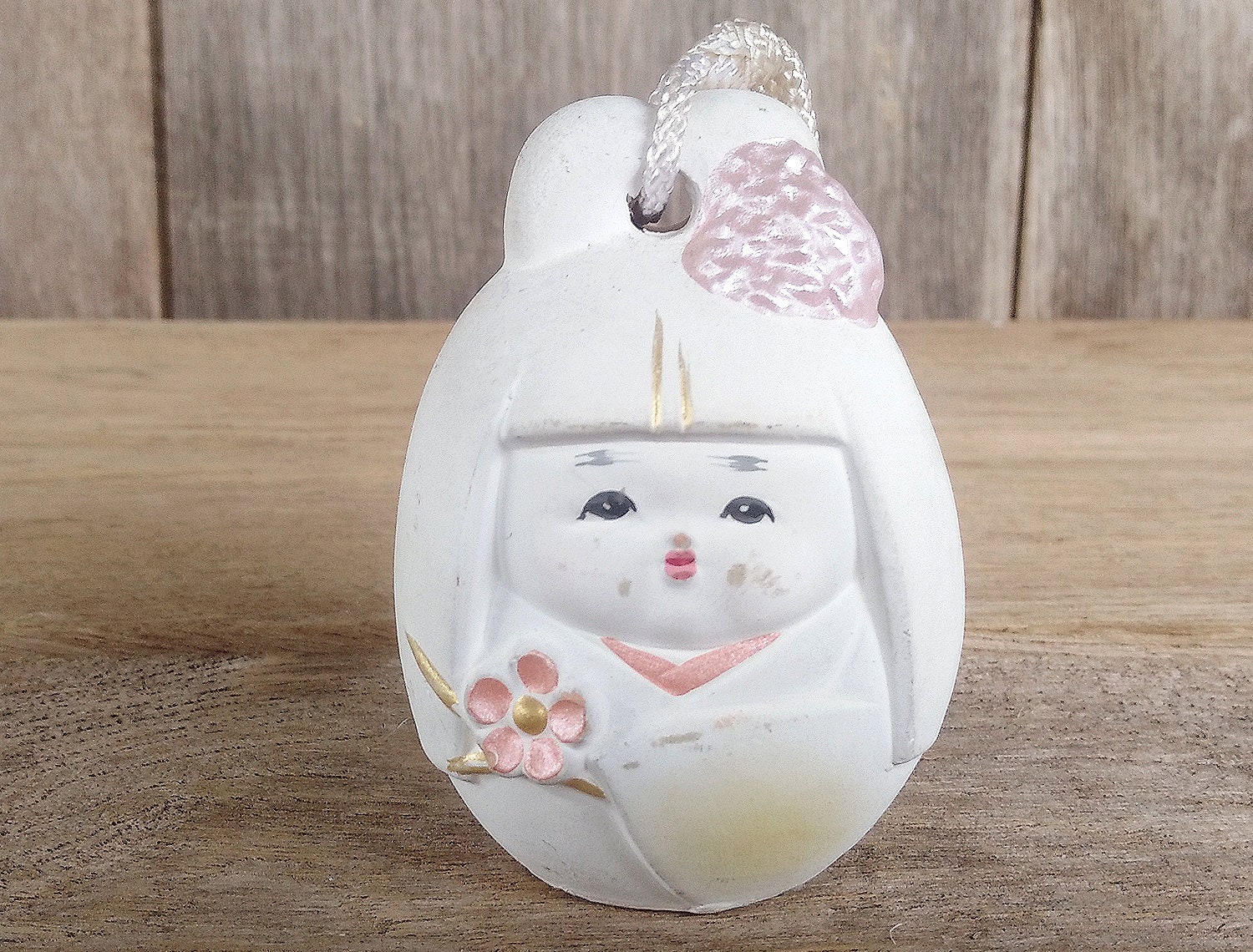 Japanese Ceramic Bell Vintage Bell Japanese Girl Doll Wears