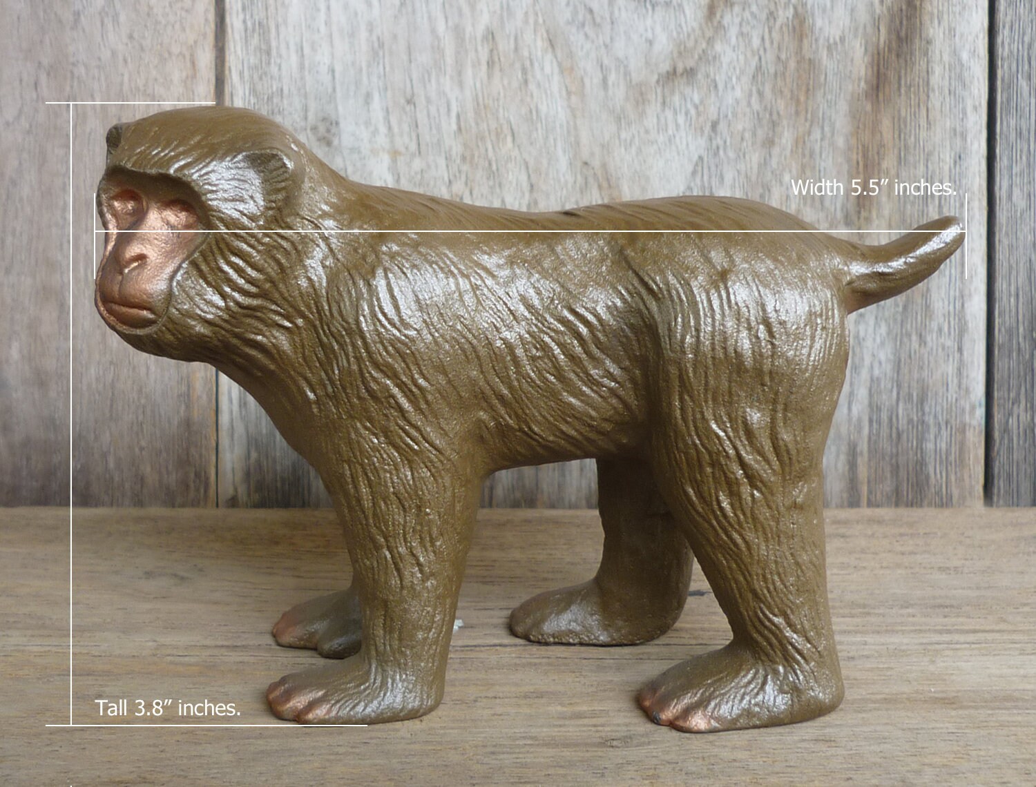 Monkey Sculpture Solid Metal Monkey Figurines Brown Monkey Etsy