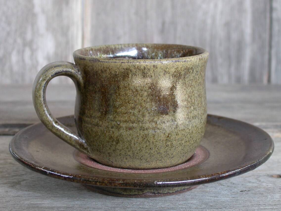 Japanese Ceramics Coffee Cup Tea Cup Cup with Saucer Brown Etsy
