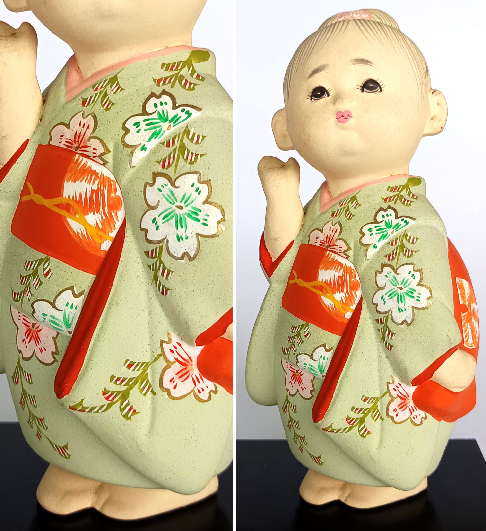 博多人形、日本の伝統的な陶器のヴィンテージ人形、日本の工芸品、着物