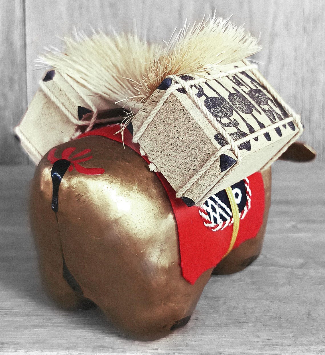Akabeko, Cow of Aizu, Ox Nodding Doll, Japanese Traditional Toy, Paper ...