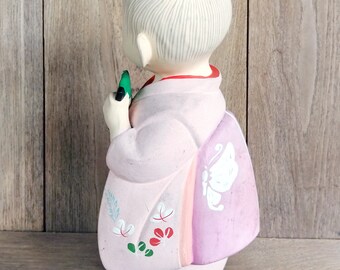 レトロ　人形　磁器 博多人形、日本の伝統的な陶器のヴィンテージ人形、日本の工芸品