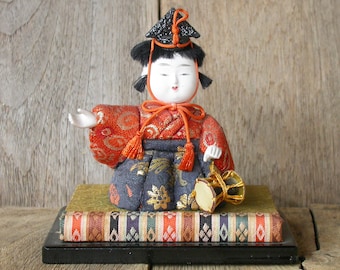 Japanese Hina Doll Rabbit Bunny Ceramic Figure Set Hinamatsuri Kimono