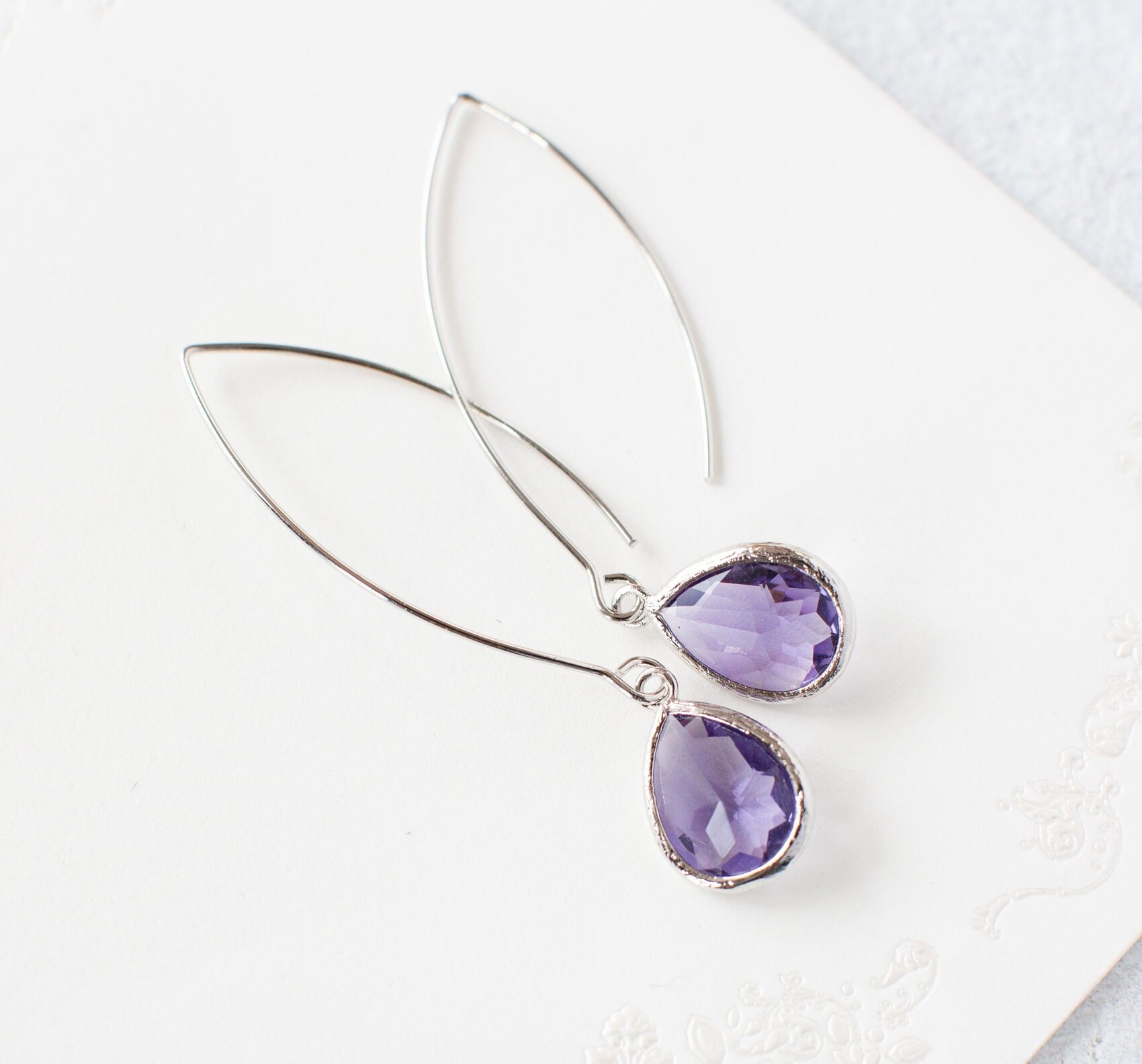 Amethyst Earrings Sterling Silver Dangle Earrings Gift for Women Wedding Jewelry for Brides Purple Gemstone Jewelry Bridal Earrings