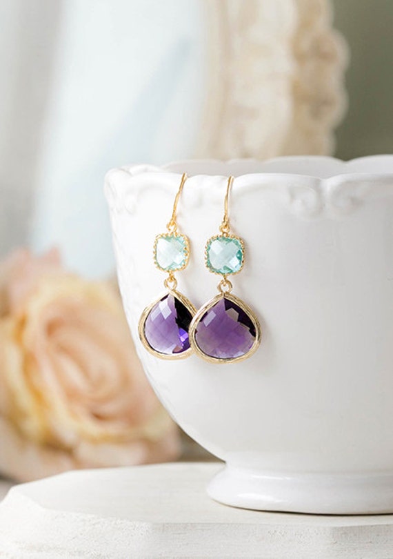 Blue and purple earrings sale