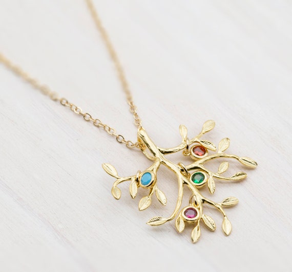 Gold Family Tree Pendant Necklace Personalised Jewelry Gift - Gold Family Pendant Necklaces Gold Family Tree Pendant Necklace Personalised Jewelry Gift - Gold Family Pendant Necklaces