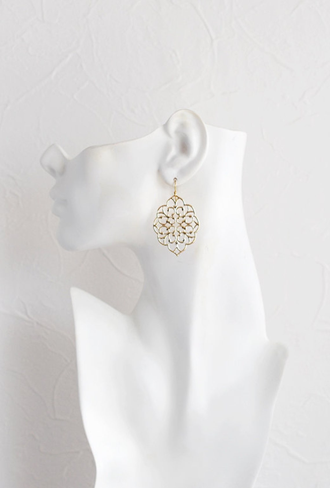 Large Gold Filigree Earrings. Boho Chic Bohemian Filigree Etsy