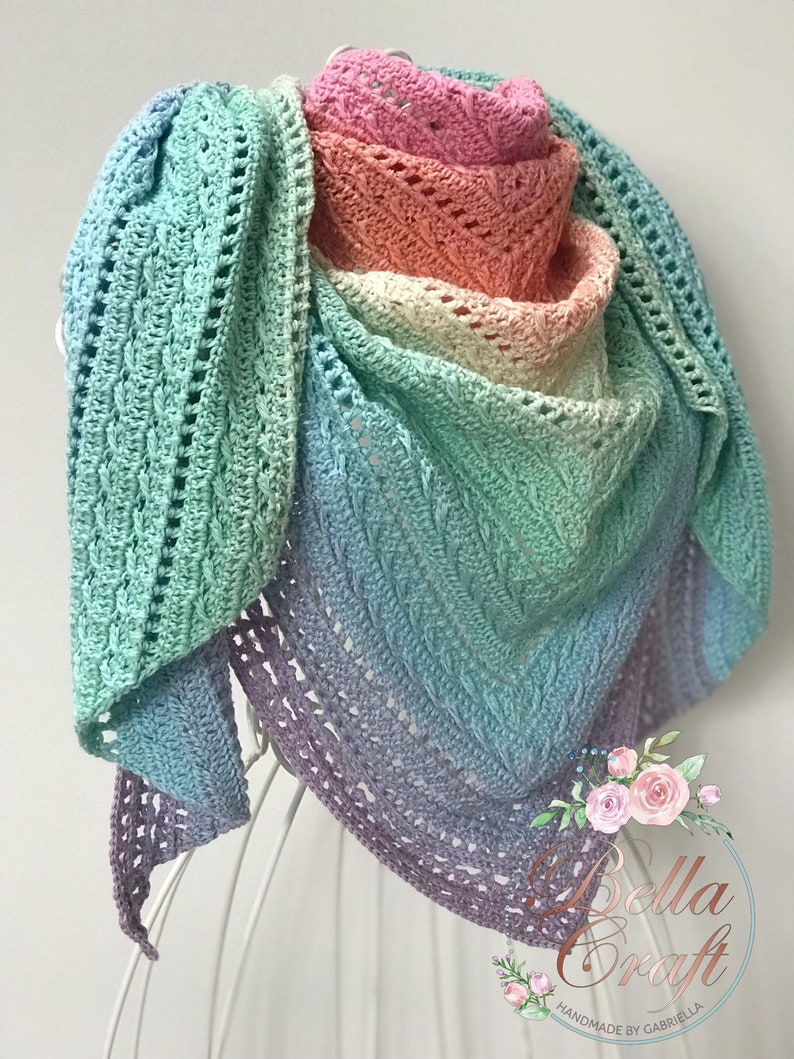 The Polly Shawl PDF Crochet Pattern Instant Download Crochet Pattern Crochet your own shawl BellaCraftHandmade image 2