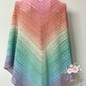 The Polly Shawl PDF Crochet Pattern Instant Download Crochet Pattern Crochet your own shawl BellaCraftHandmade image 4