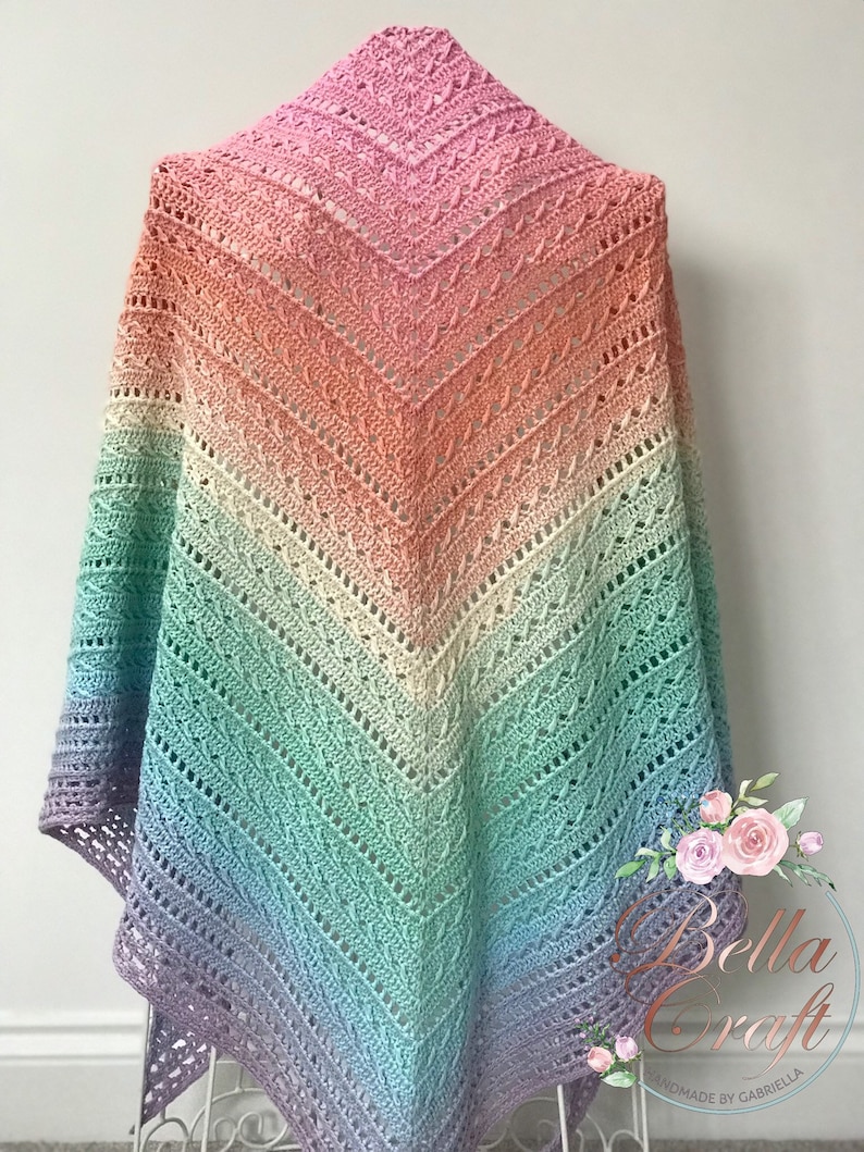 The Polly Shawl PDF Crochet Pattern Instant Download Crochet Pattern Crochet your own shawl BellaCraftHandmade image 4