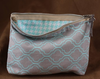 Makeup/Cosmetic Bag - Gray/Aqua