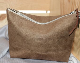 Faux Suede Makeup/Cosmetic Bag