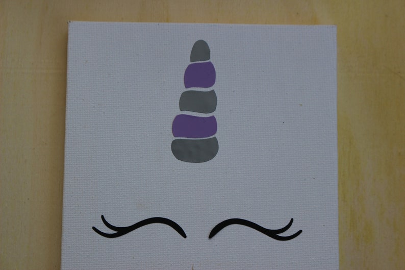 Unicorn Horn and Eyelashes 1 Set Vinyl Sticker PurpleSilver