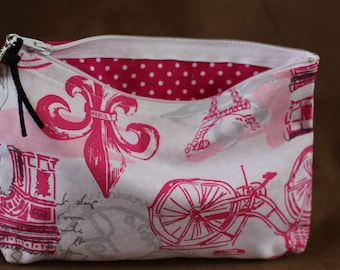 Makeup/Cosmetic Bag - Pink/White print