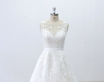 Custom Short Wedding Dress, Knee Length Wedding Dresses, Short High Quality Lace Wedding Dresses