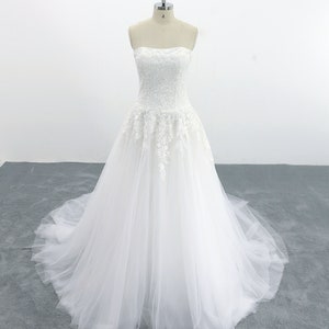 Lace Wedding Dress Drop Waist Wedding Dress With Long Train - Etsy