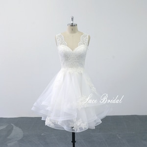 Wedding dress, wedding dresses, short wedding dress, v back bridal gown, backless wedding dress