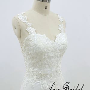Romantic Lace Wedding Dress Slim a Line Wedding Dress With Lace Straps ...