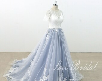 Short Blue Wedding Dress Etsy