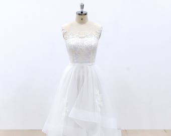 Special A-line wedding dress Sheer back wedding dress Vintage lace Wedding gown Handmade wedding dress