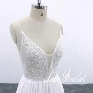 Wedding dress, A line wedding dress, A-line chiffon wedding dress, Elegant wedding, Romantic bridal gown, Classic lace wedding dress