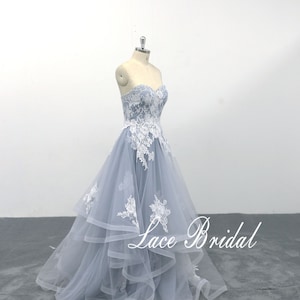 Romantic wedding dress wedding dress Dusty blue wedding dress lace wedding dress