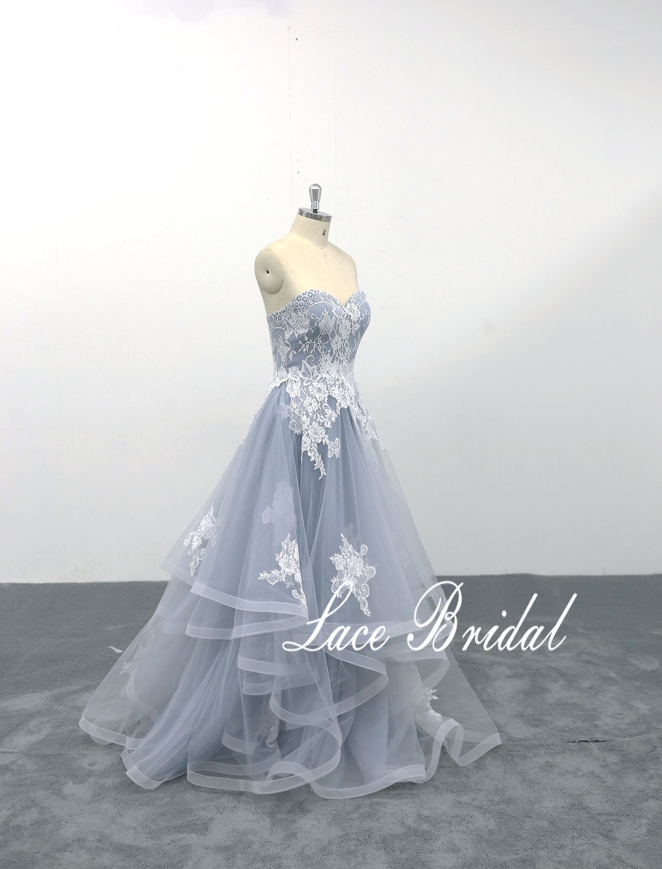 dusty blue wedding dress