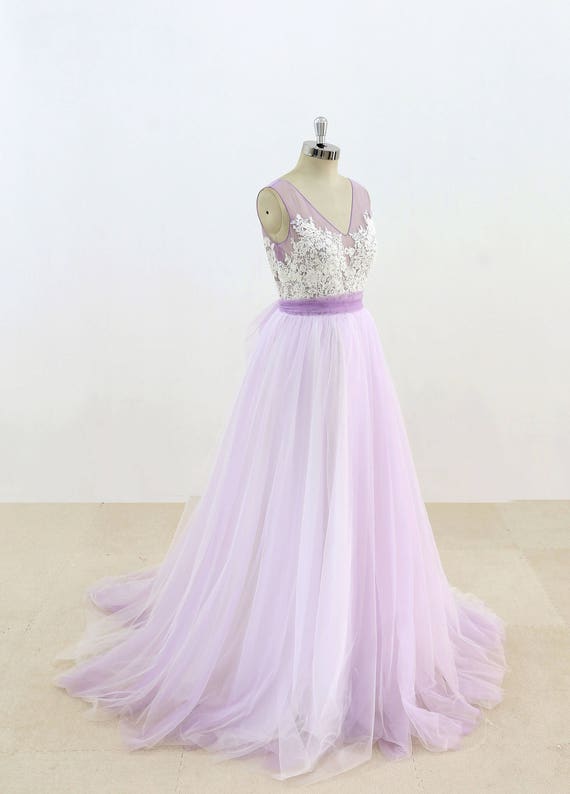 lilac tulle bridesmaid dress
