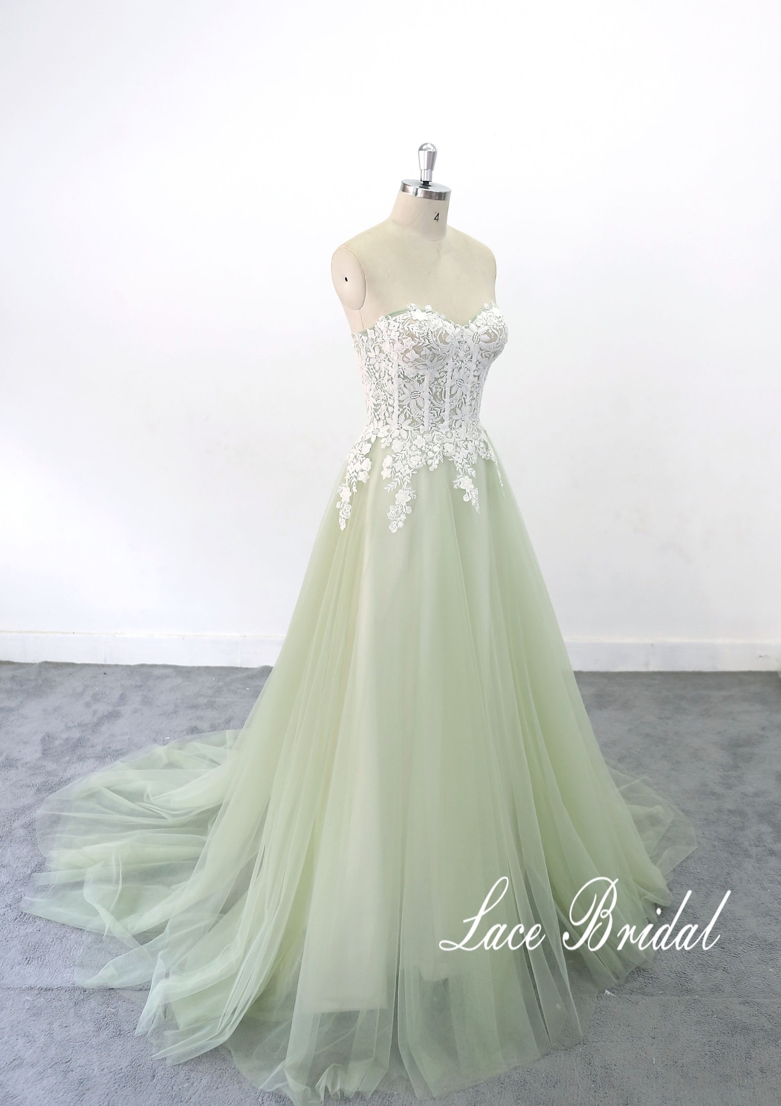 Lace Wedding Dress Sage Green Wedding Dress Bohemian Wedding - Etsy