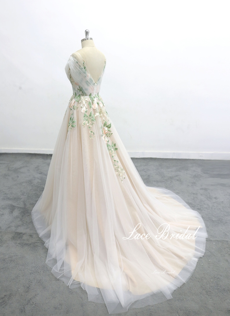 Forest Fairy Wedding Dressgreen Lace Wedding Dress Boho Style - Etsy