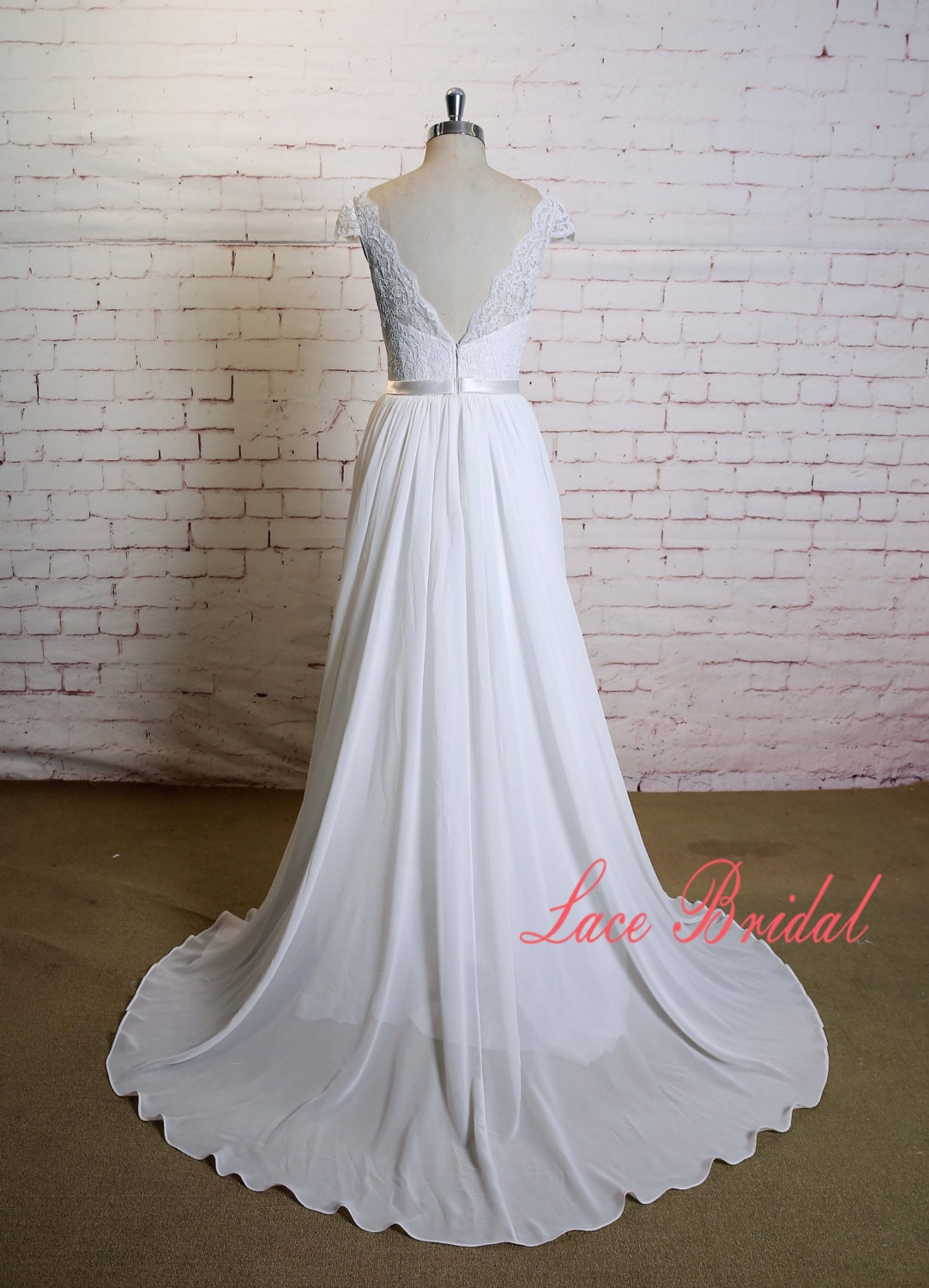 Custom Wedding Dress With Cap Sleeves A-line Chiffon Bridal | Etsy