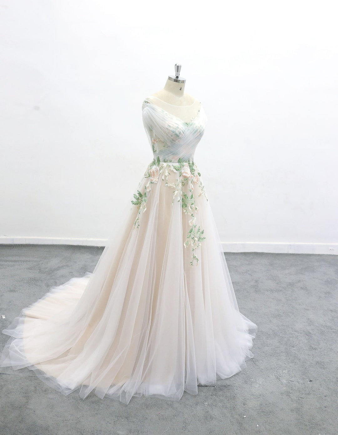 Forest Fairy Wedding Dress,green Lace Wedding Dress Boho Style Wedding ...
