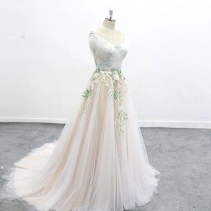 Forest Fairy Wedding Dress,Green Lace Wedding Dress boho style wedding dress light wedding dress