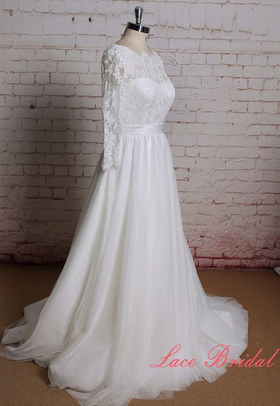sheer lace sleeve wedding dress