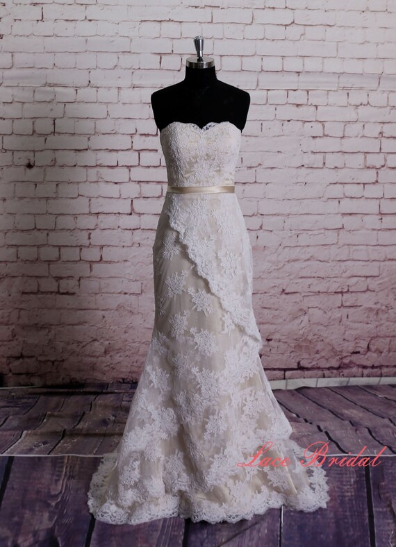Mermaid Style Wedding Dress Champagne lining Wedding dress ...