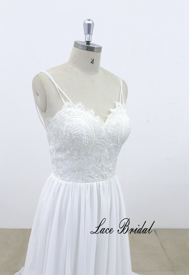 Ivory Wedding Dress Spaghetti Straps Wedding Dress Lace Etsy